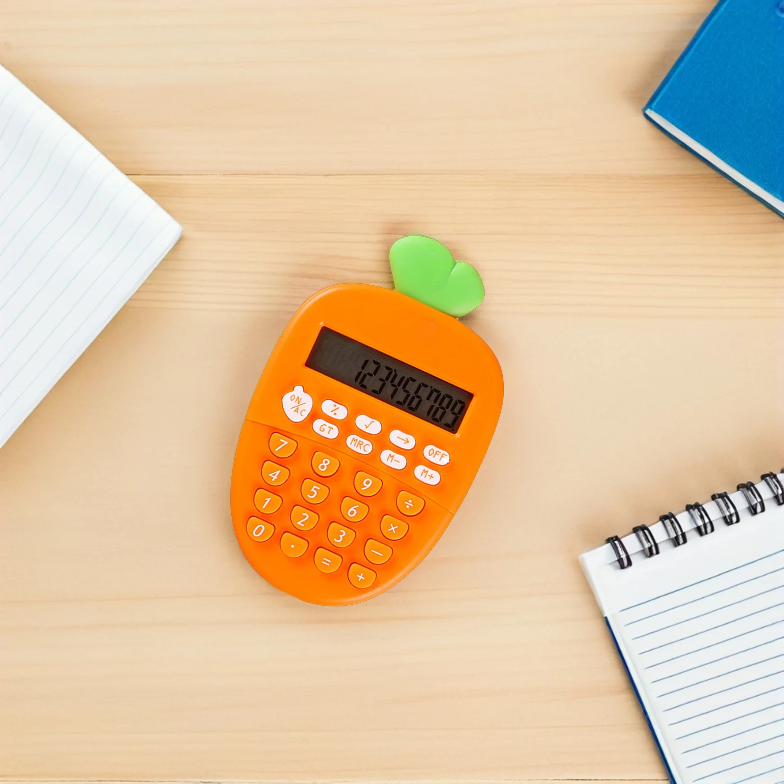 Calculadora electrónica con forma de zanahoria, portátil, 12, pequeña, ligera, para oficina, escuela, hogar, calculadora naranja