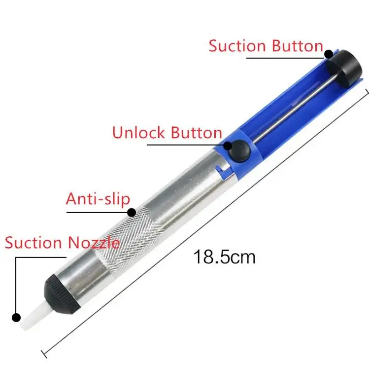 1Pc Aluminium Solder Sucker Desoldering Pump Gun Tool Blue Removal Device Vacuum Soldering Iron Desolder For Powerful Fuction