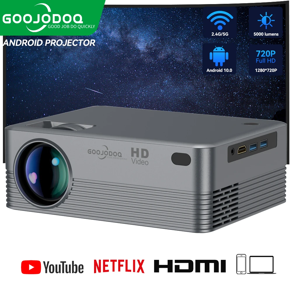 GOOJODOQ Projector Full Hd 1080P 4K Wifi Mini LED Portable Projetor 2.4G 5G For Android IOS Smartphone Video Home Office Camping