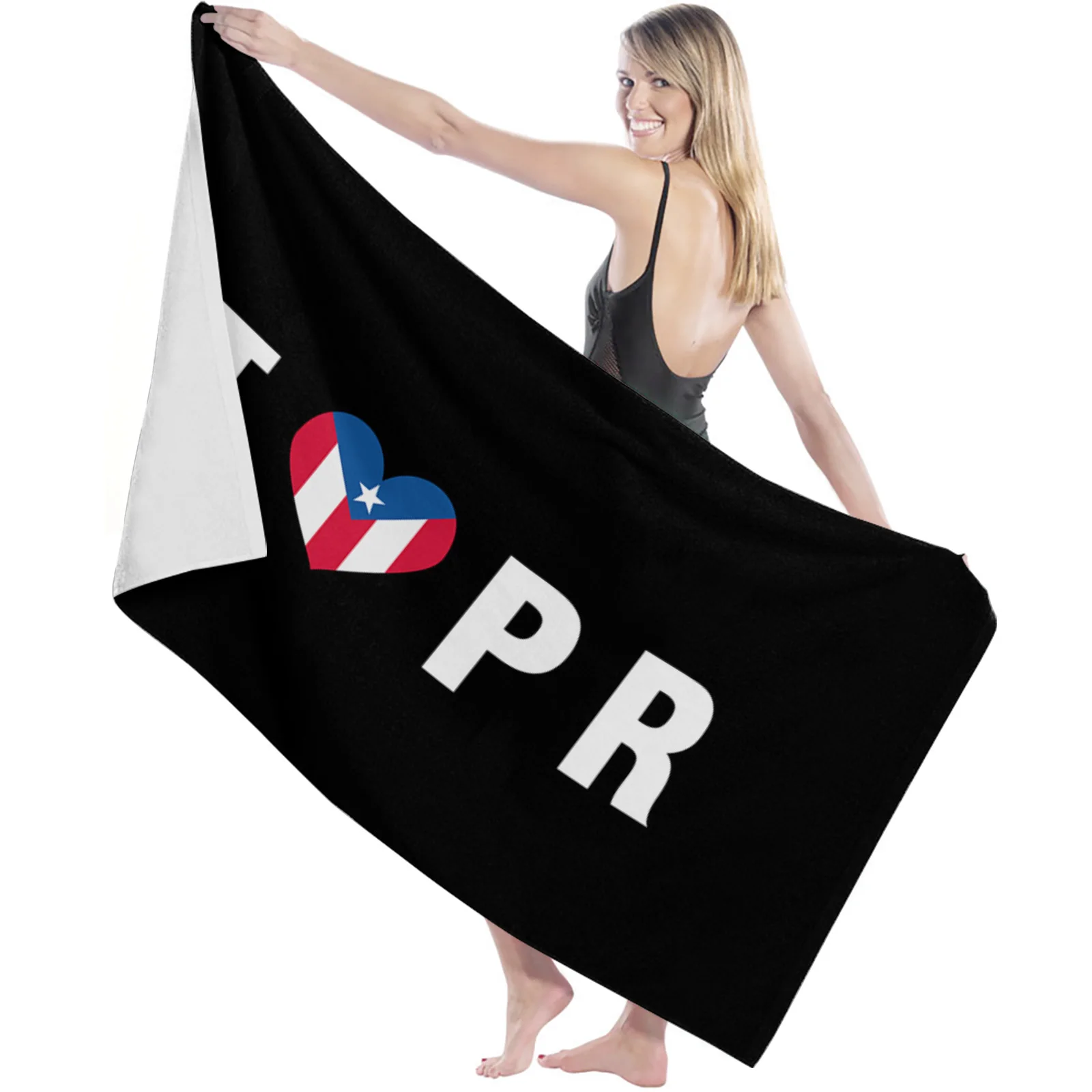 Puerto Rico Love Simple Microfiber Bath Towel for Bathroom Pool Seaside Soft Beach Towel Quick Dry Sports Face Towel