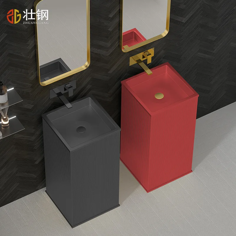 Luxury Bathroom sink Modern Floor standing Wash basin fashionable Square Hand basin SUS304 Stainless steel Lavabo Top Quality