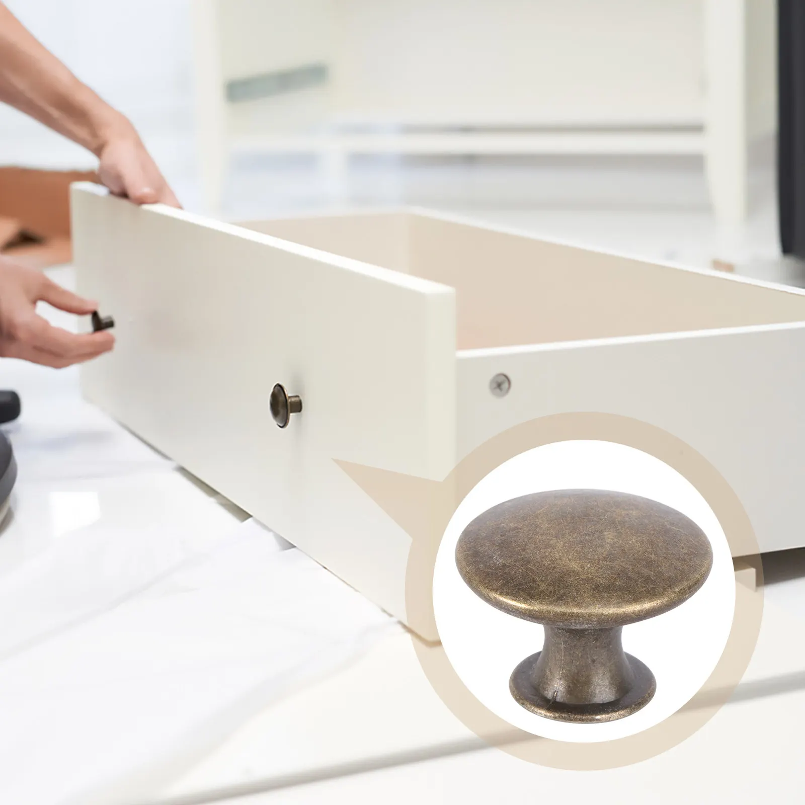 

8Pcs Metal Cabinet Pull Handle Round Head Single Hole Drawer Knob Kitchen Cupboard Furniture Round Head Drawer Handle