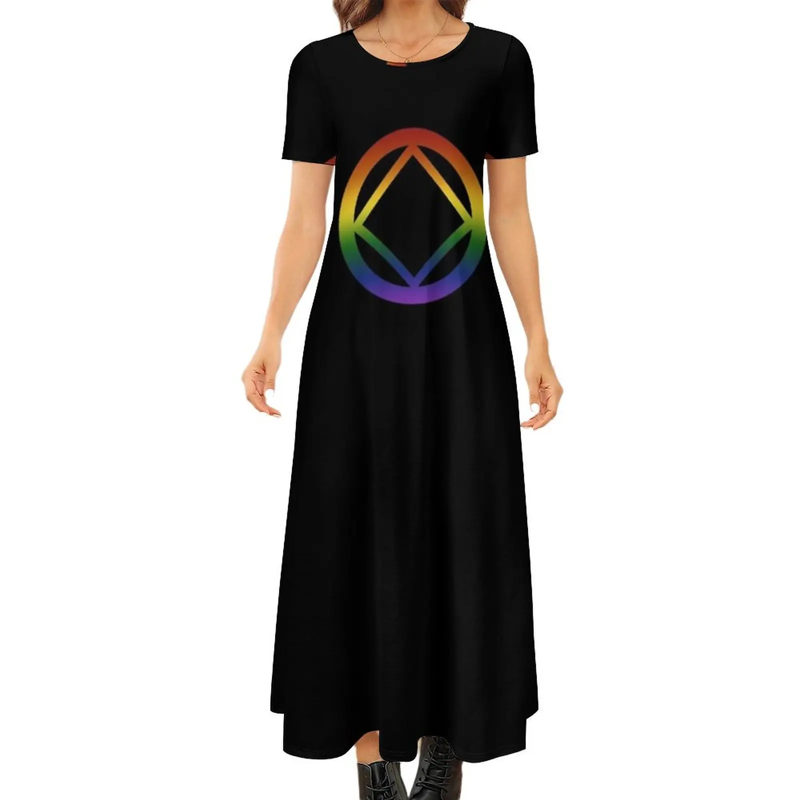 

Narcotics Anonymous Rainbow Pride Symbol Round Neck Short Sleeve Dress sensual sexy dress for women clothes