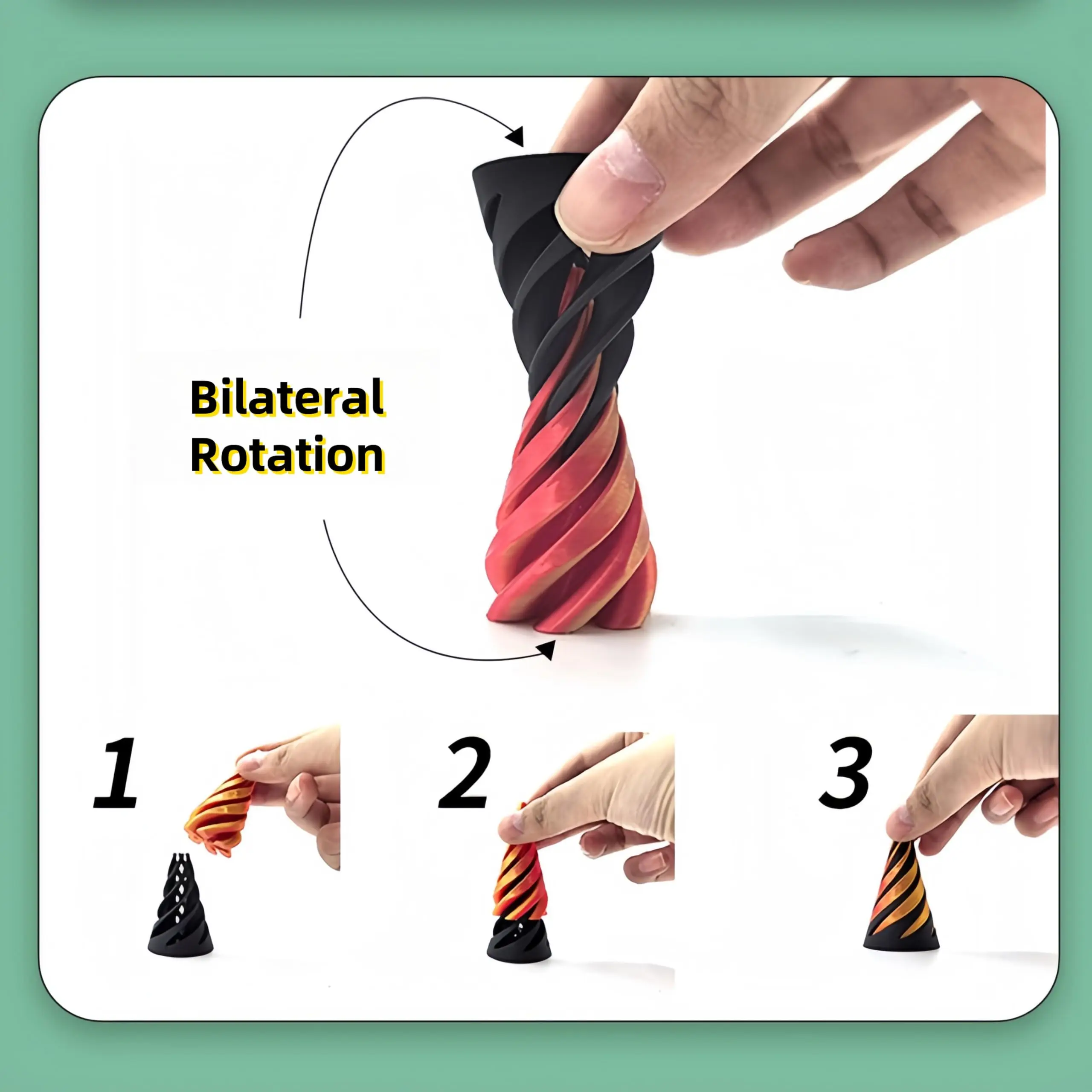 Escultura de passagem de pirâmide impossível de 2 pces, brinquedo de inquietação de cone espiral, brinquedo de inquietação de pirâmide de passagem 3d através, cone impossível para crianças