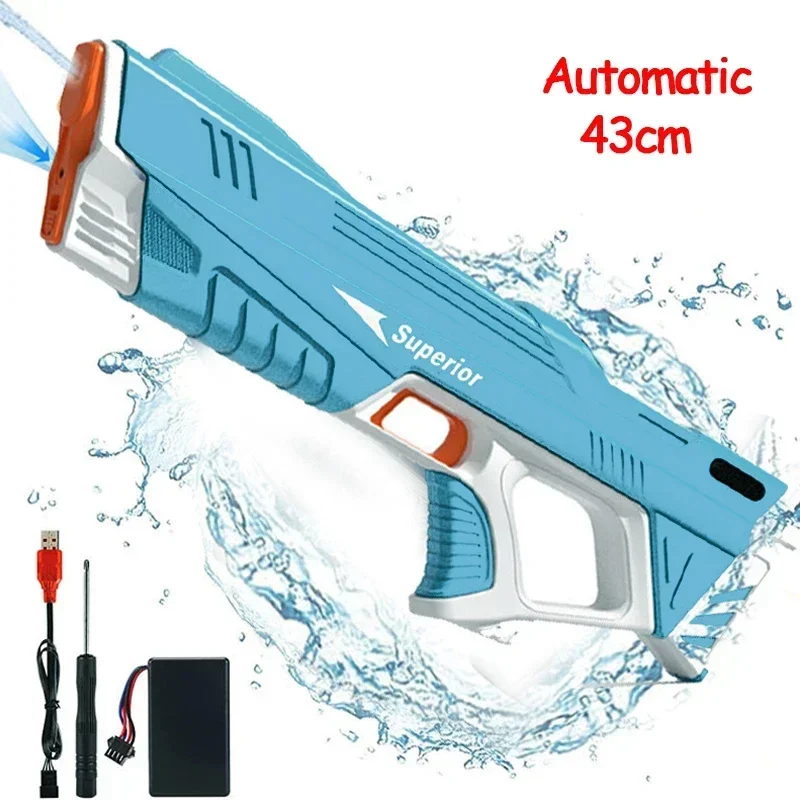 43cm w pełni elektryczny automatyczny pistolet do przechowywania wody zabawki przenośne dzieci letnia plaża walka na świeżym powietrzu zabawki fantasy dla chłopców gra dla dzieci