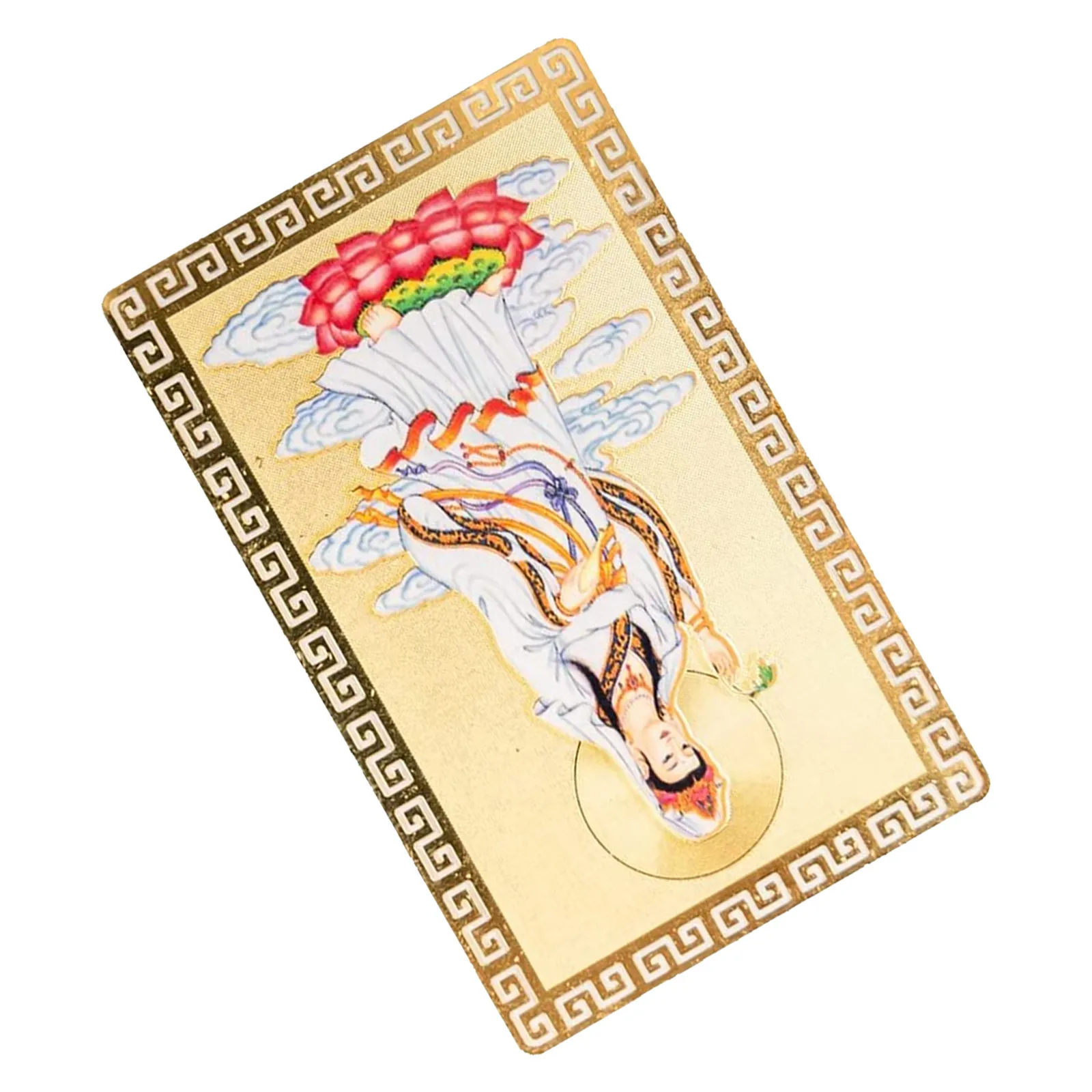 Tarjeta Amuleto Kwan Yin Guanyin Dorada Auspiciosa, Amuleto Budista de Protección, Tarjeta Metálica Delicada y Exquisita para Monedero, Cartera o Coche