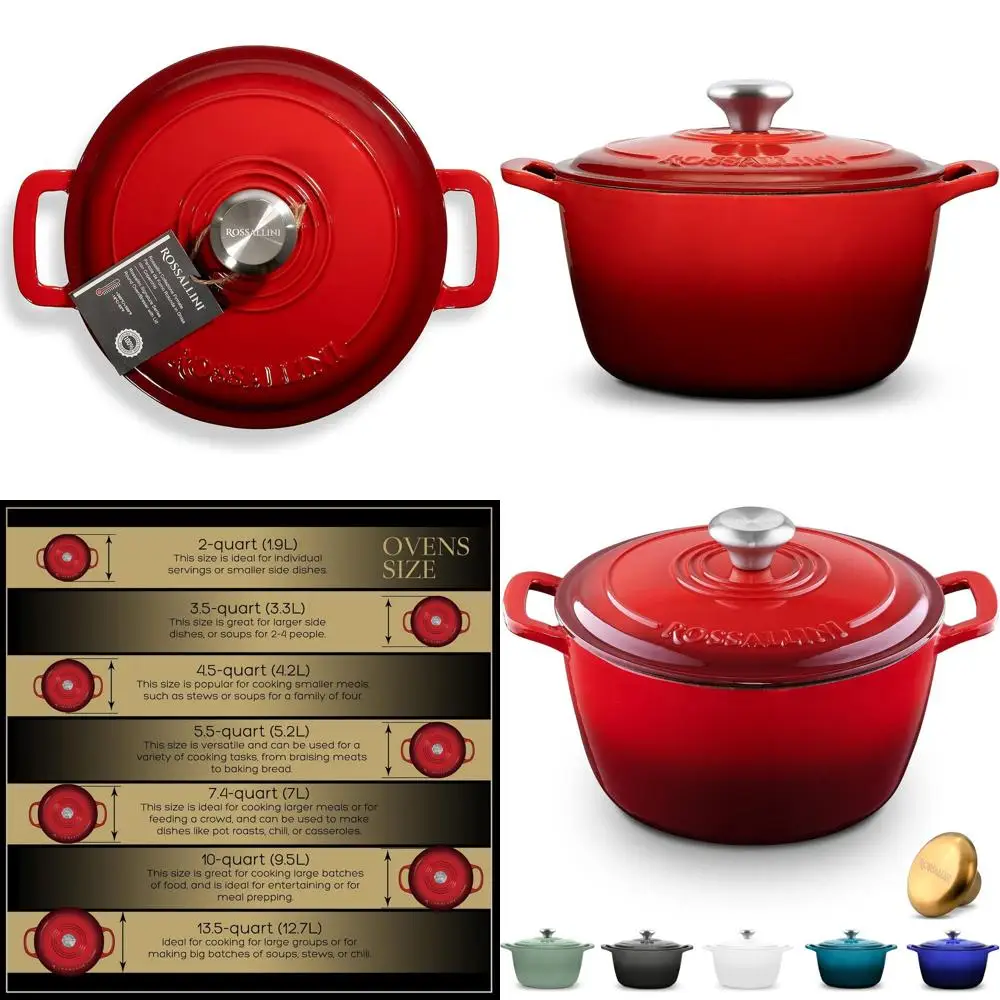 

Эмалированная чугунная голландская духовка, сервировочный горшок с антипригарным покрытием и крышкой для запекания, выпечки, тарелки, хлеба | 2Q (1,9л) - Красный