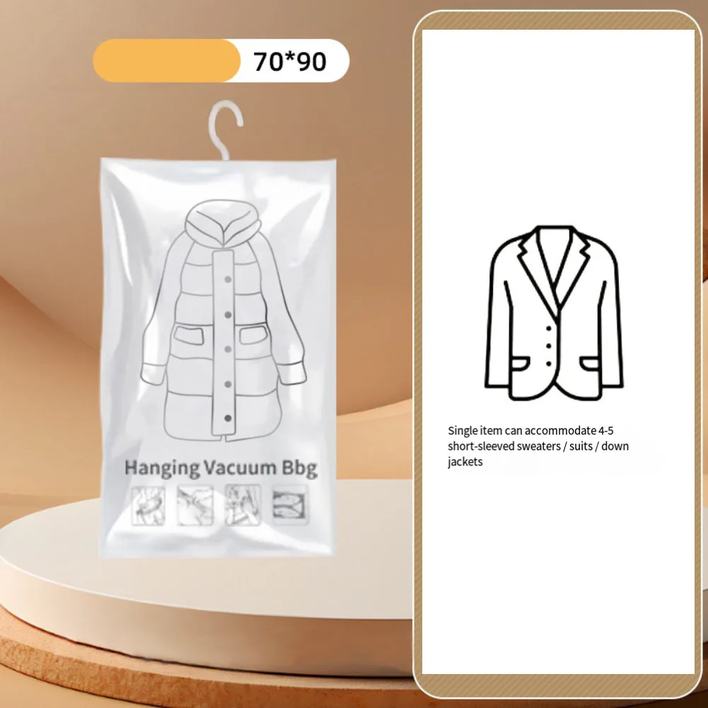 1pc Hanging Vacuum Storage Bags Vacuum Seal Bags With Hanger Down Jacket Storage Bag, Organizing Bag, Clothing Protection