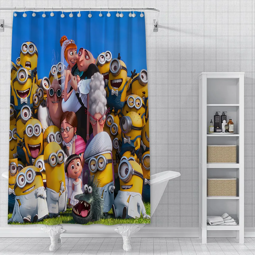 Hot S-Minions Cartoon Shower Curtain Waterproof Polyester Fabric Paint Colorful Bath Curtains Home Bathroom Curtain With Hook