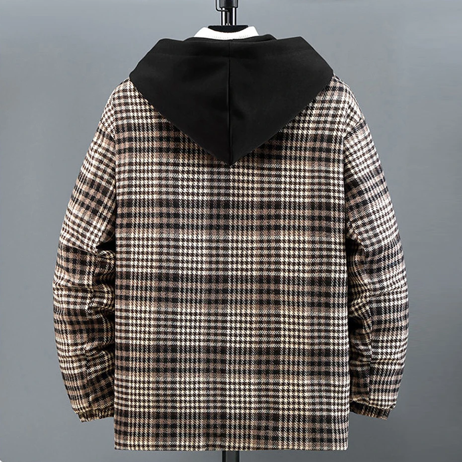 Plus Size 10XL 11XL Plaid Parkas Men Winter Thick Jacket Coat Plaid Fashion Casual Winter Hooded Jackets Big Size 11XL 10XL Male