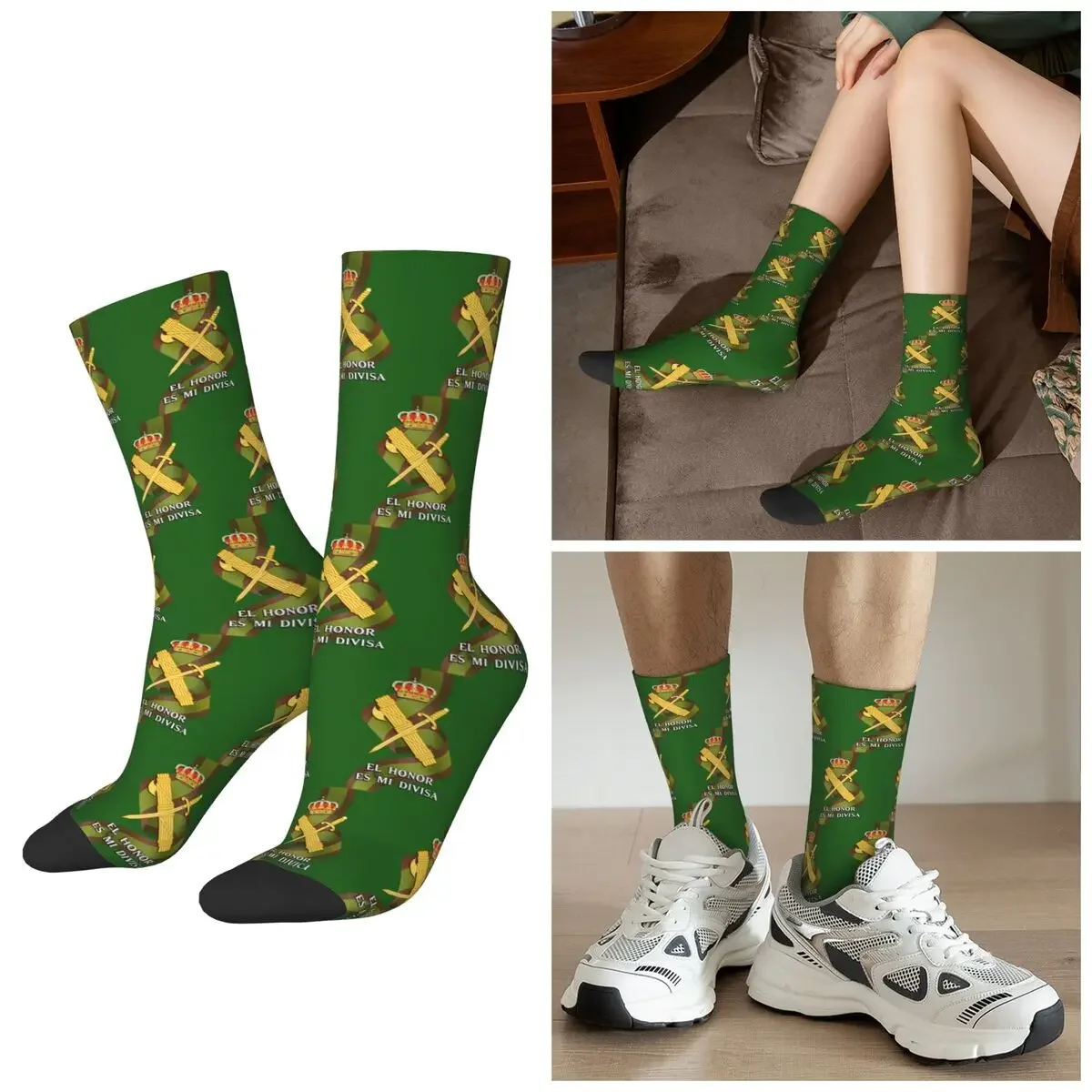 

All Seasons Spanish Guard Civil Spain Flag Socks Harajuku Crew Socks Funny Stockings for Men Women Valentine's Day Gifts