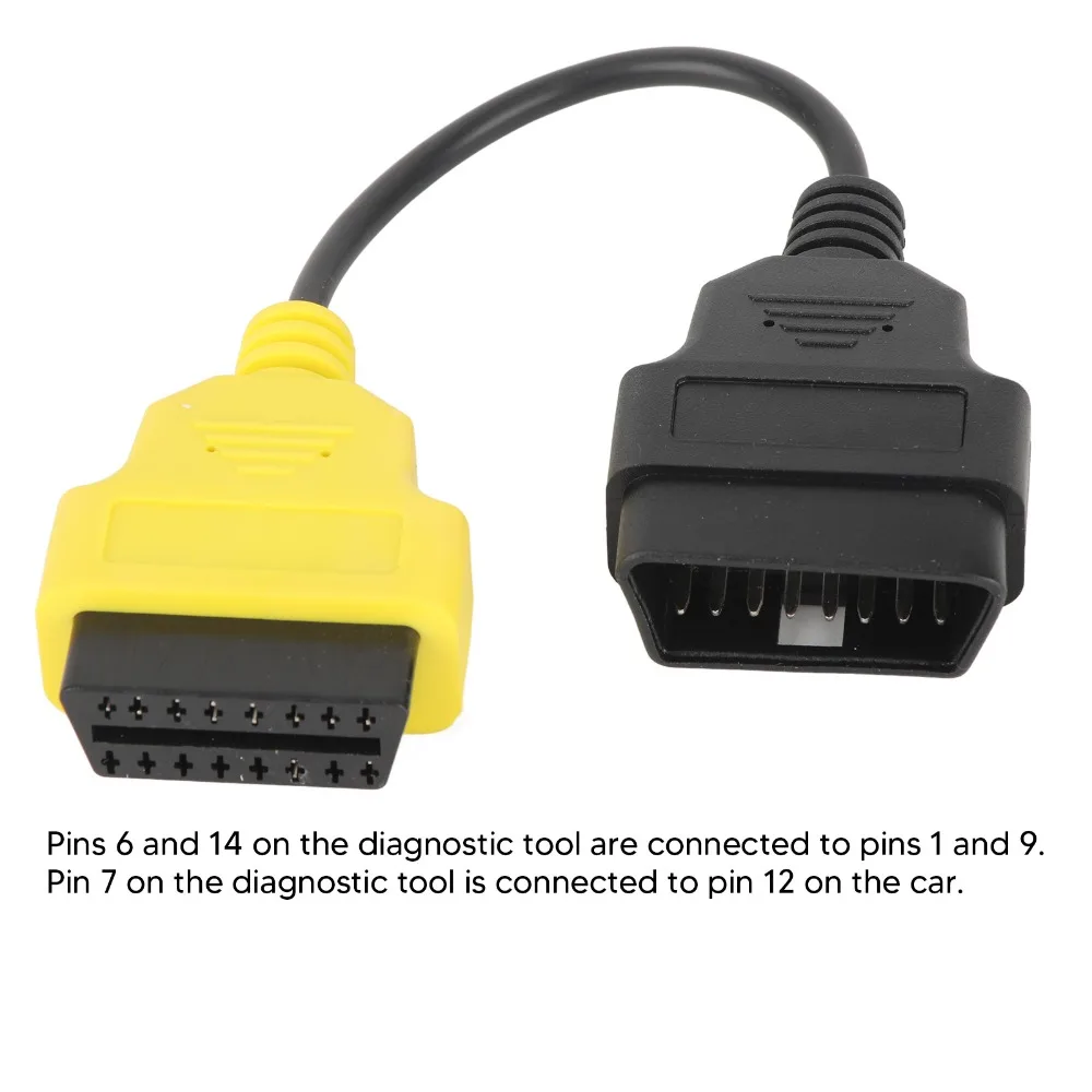 ABS OBD2 Extension Cable Yellow Low Speed CAN Diagnostic Extender Cable 16 Pin Male to 16 Pin Female Compatible OBD2 Adapter