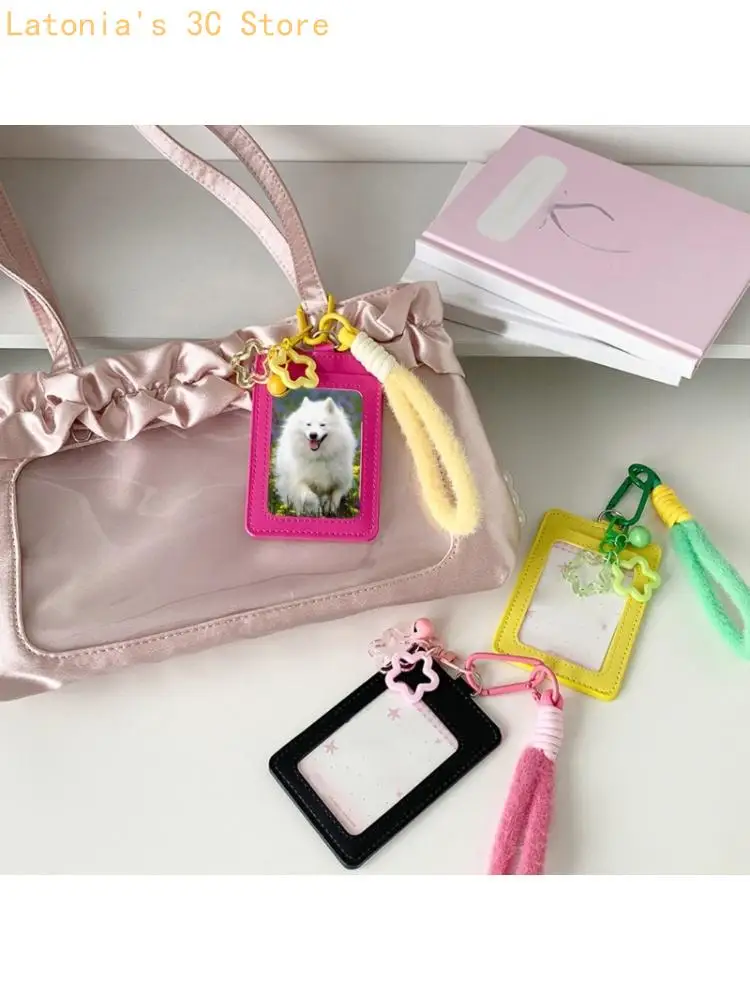 Double Layer Clear Card Protector Case PU Leather Photo Card Cover For Students X3UB