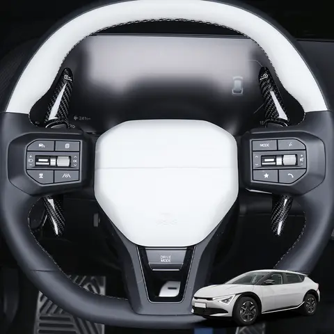 For Kia EV6 2025 2026 Aluminum Alloy Real Carbon Fiber Steering Wheel Shifter Paddle Extended Shifter Cover Trim Accessories