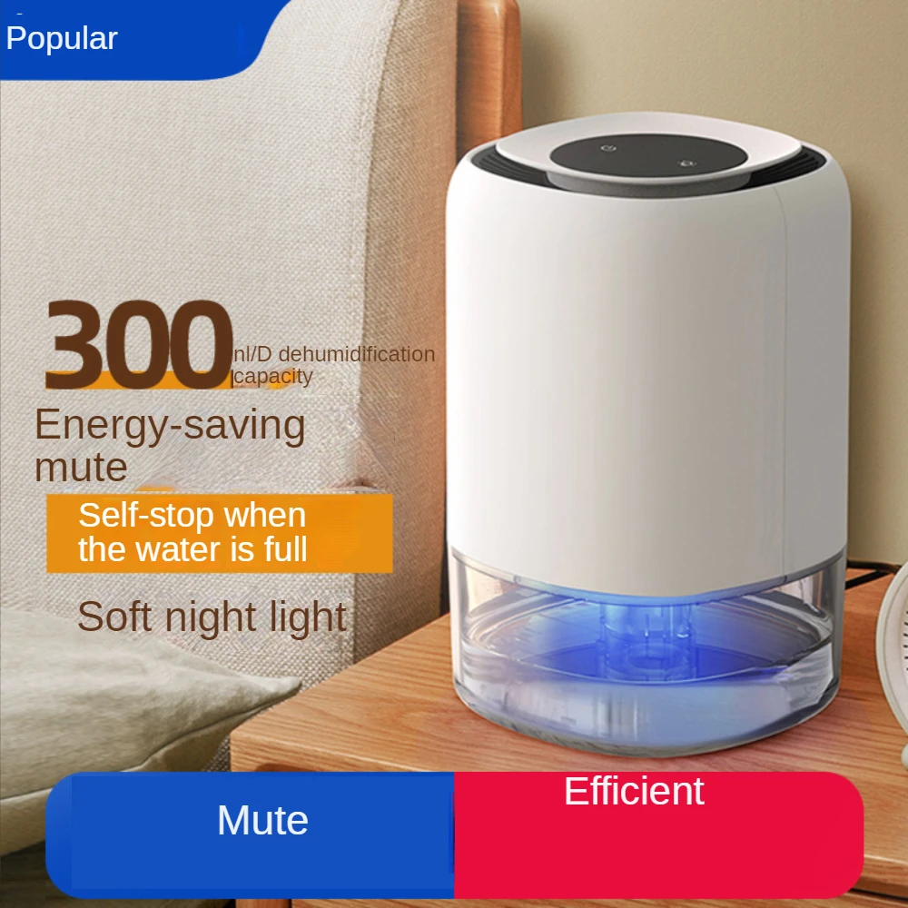 

Dehumidifier for Home 1.3L Water Tank,23W Mute Mini Dehumidifier With LED Lights for Bathroom Bedroom with Auto-Off,Portable