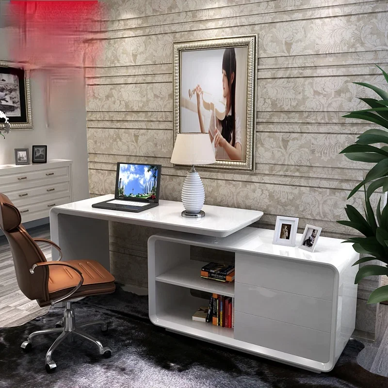 White desk Modern plate paint multi-function computer desk desk