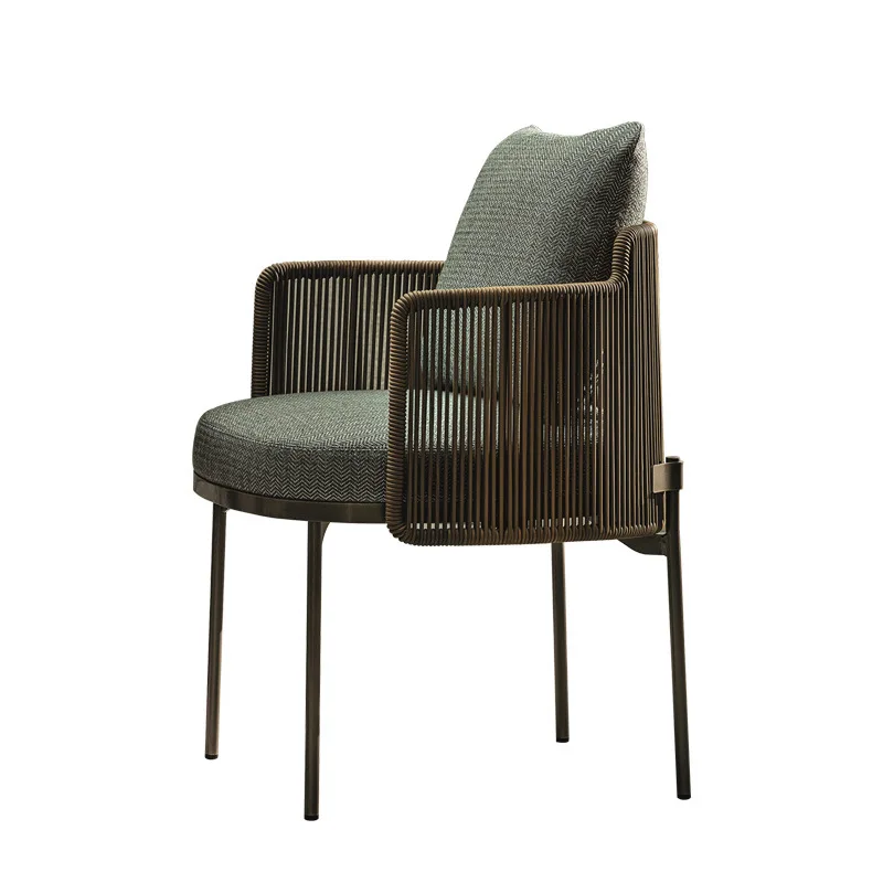 Modern Teak Restaurant Patio Furniture Wicker Outdoor Garden Dinning Table and Chair Set Garden Rattan Chair Set