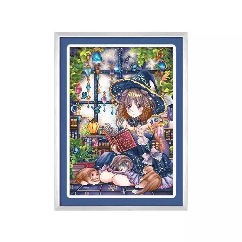 

18CT 11CT 14ct 56X76cm Magical Girl Pre-Printed Cross Stitch DIY Embroidery Set Handmade Handicraft Floss Needle Crafts 97 Color