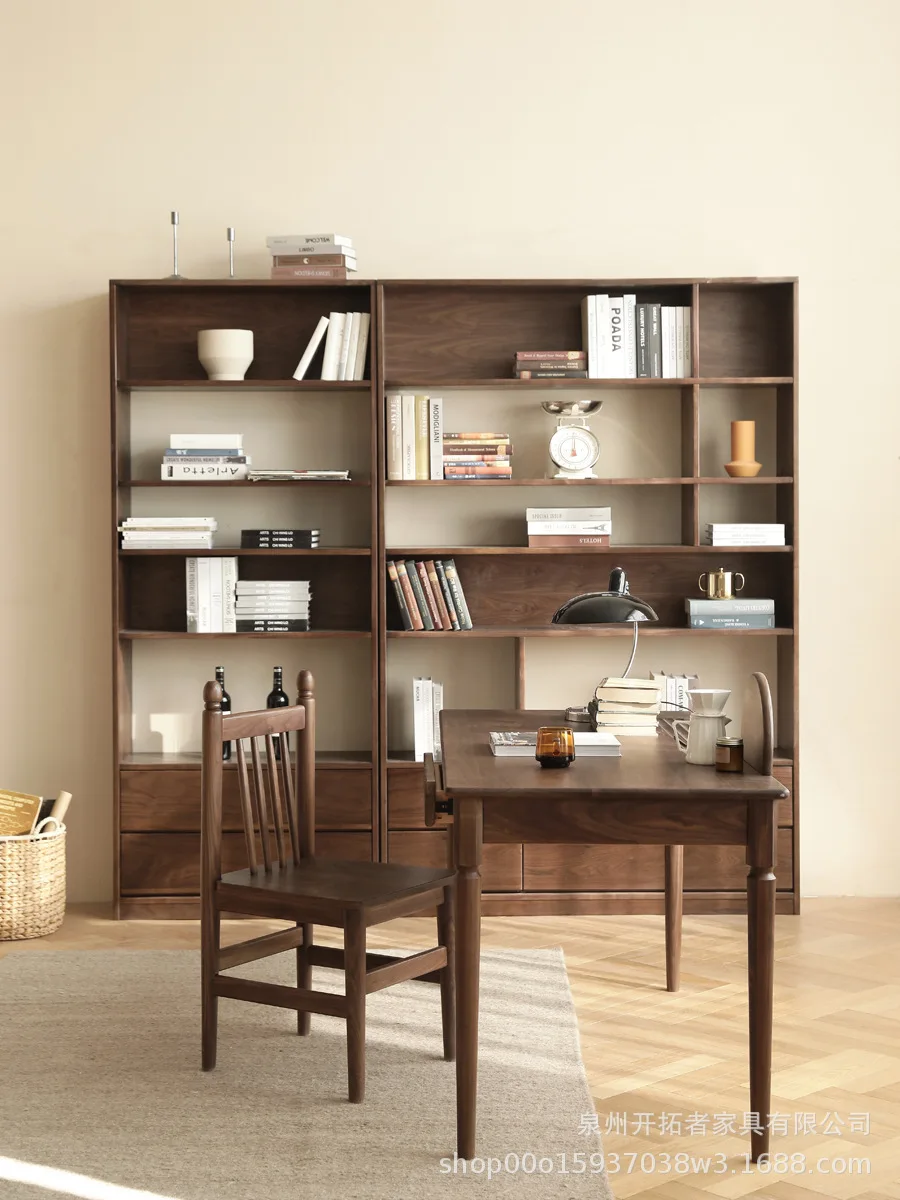 

Japanese-style solid wood bookcase apartment living room wall shelf log multi-functional storage cabinet study multi-layer books