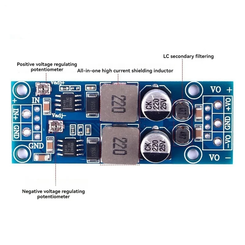 Novo! Conversor Step Down DC-DC ± 5V ± 12V 3A Módulo de fonte de alimentação dupla para módulo de placa Arduino DIY