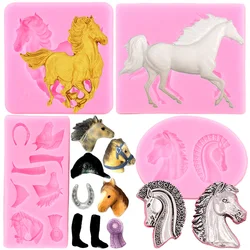 3D Horse Silicone Molds Horseshoe Fondant Mold DIY Horse Head Cake Decorating Tools Cupcake Candy Clay Chocolate Gumpaste Mould