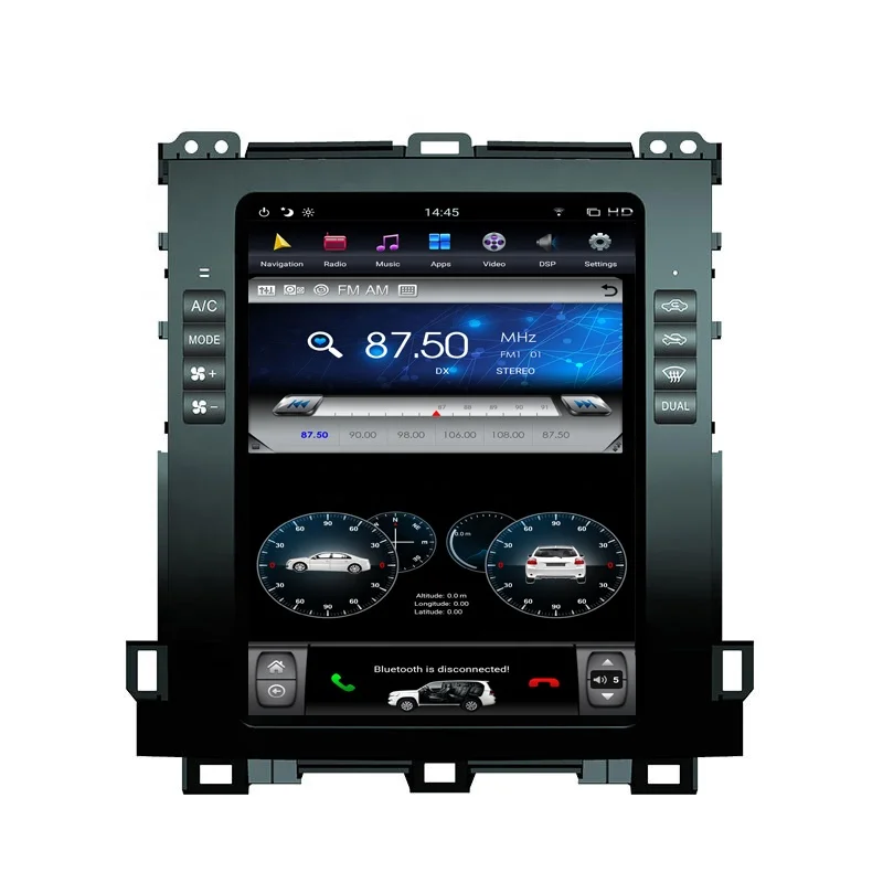 Pantalla Vertical de 10,4 pulgadas, reproductor Multimedia para coche Android de 4 + 64GB, Radio, navegación GPS para Toyota Prado 120 2002-2009 con Carplay DSP