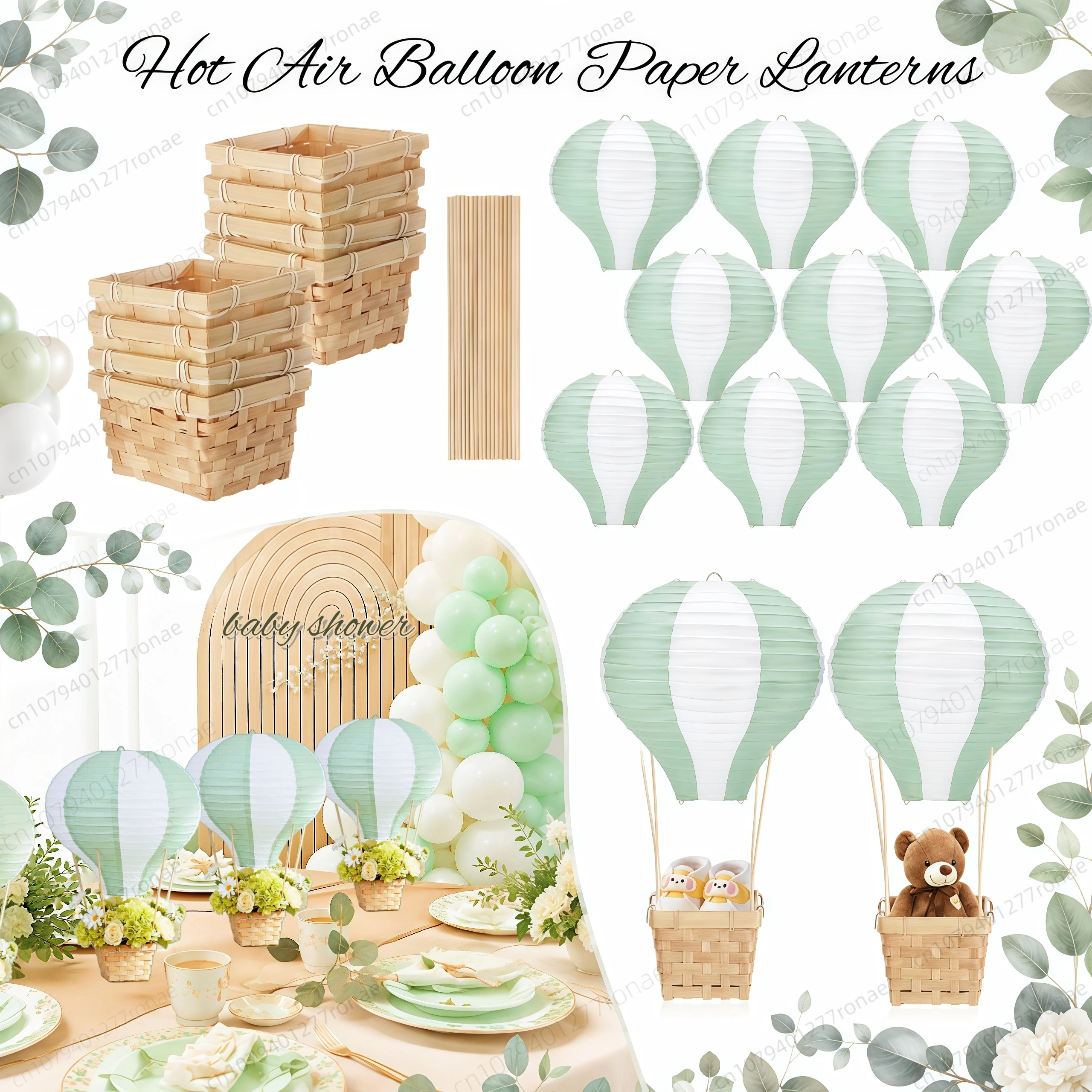 Centerpiece Stick - 6-24PCS Lanternas de Papel Sage para