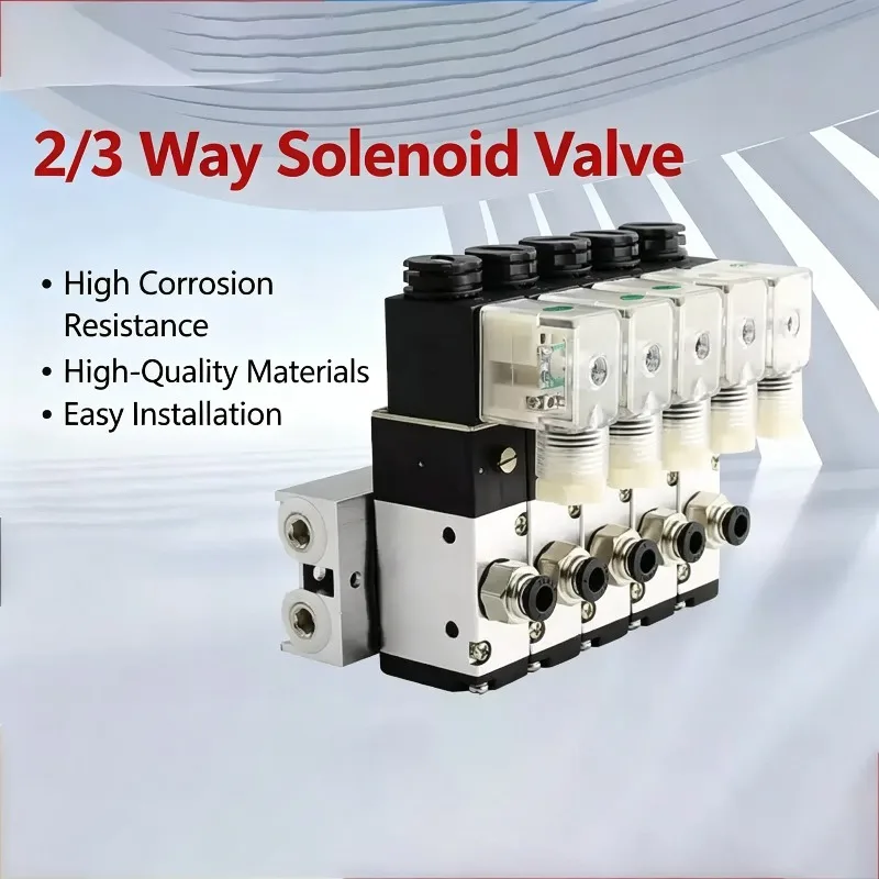 220V 24V 110V 12V Multi Option 3V210-08 Pneumatic Solenoid Valve Block With Fitting,3 Port 2 Position