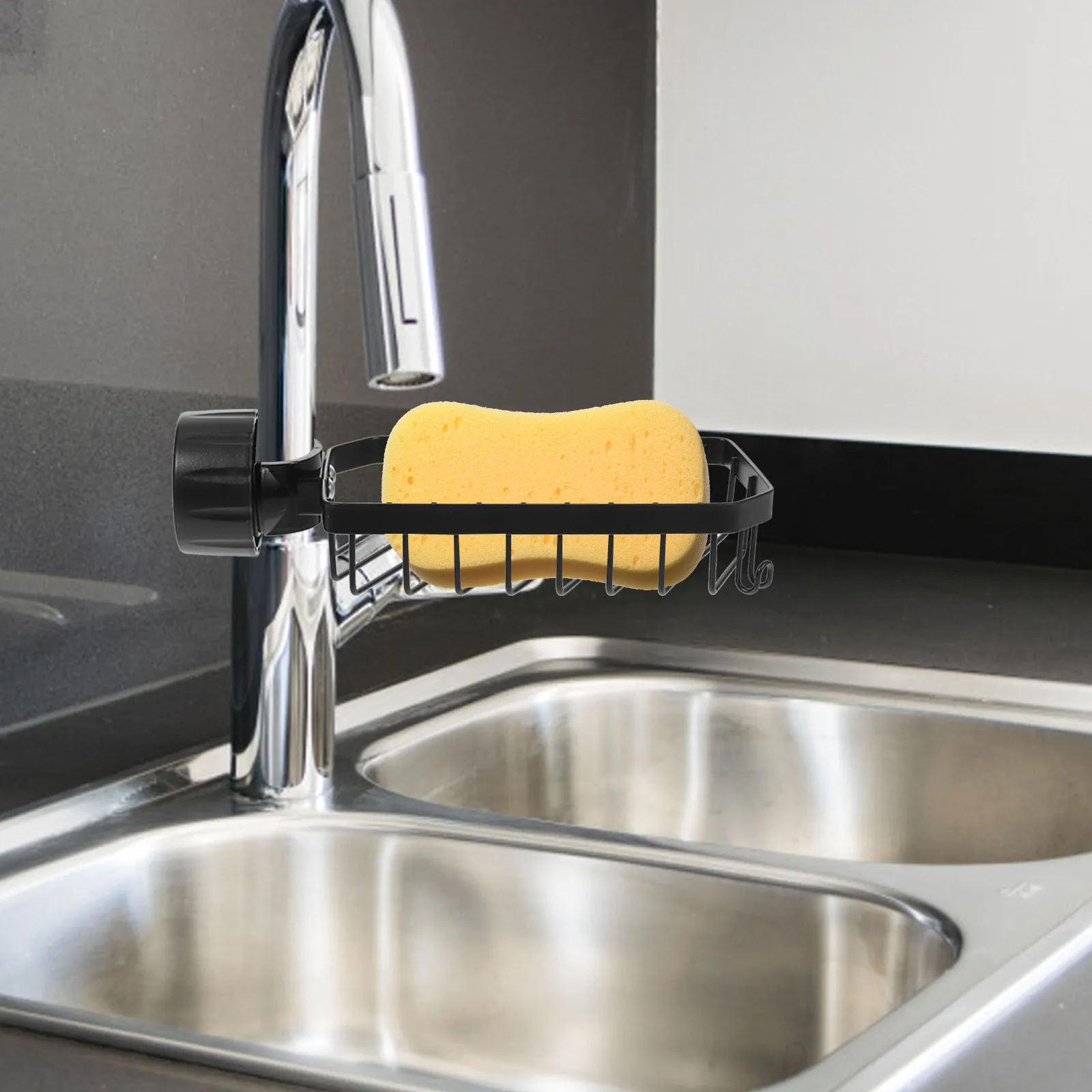 

Держатель для кухонных губок из нержавеющей стали и АБС-пластика, многофункциональная подставка для смесителя, мыльница, сушилка для тряпок, органайзер для раковины