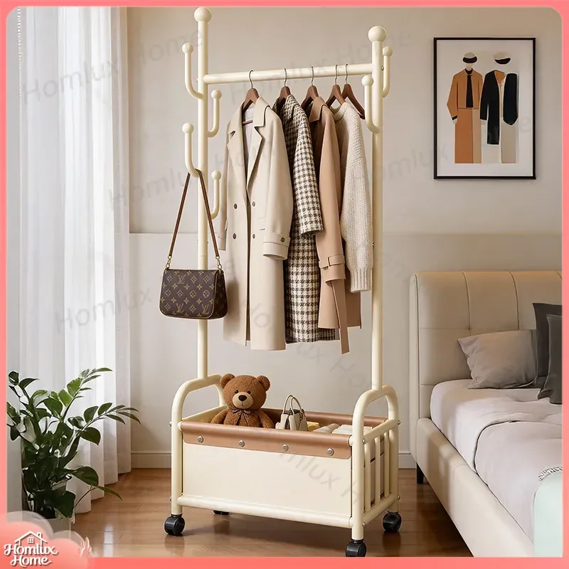 for Floor to Ceiling Coat Rack Bedroom Multi Functional Storage Hanger Household Indoor Light Luxury Mobile Drying Stand