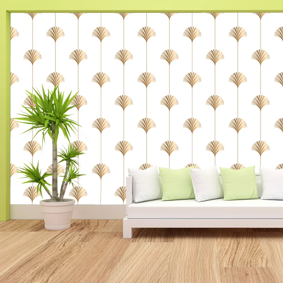 15+ Waterproof Custom Wallpaper for Living Room Geometric White Fan Seamless Wall Art Papers Home Decor Office Sofa Renovationn