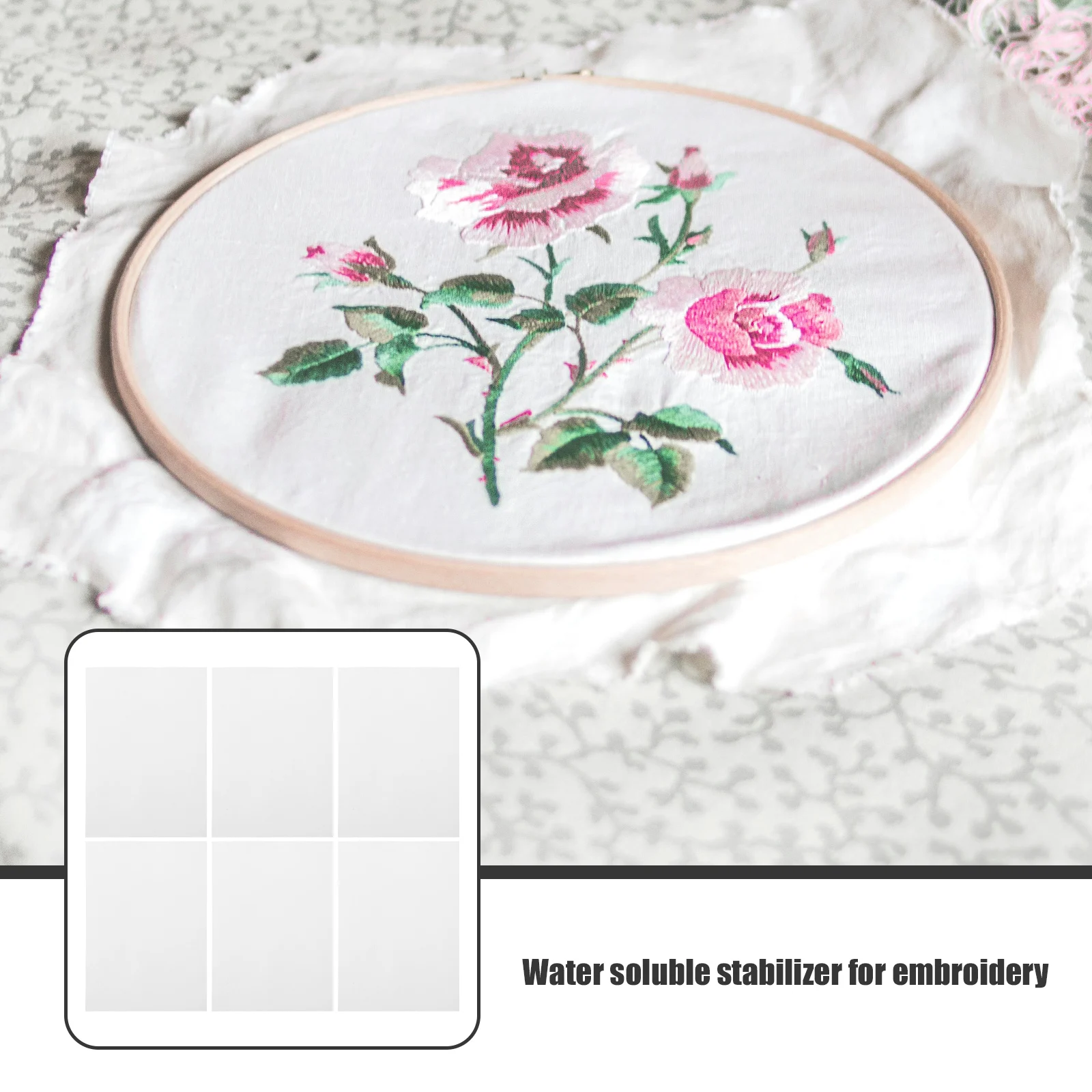 

6Pcs Water Soluble Embroidery Stabilizer Sheet Durable Non-Woven Tearable Backing for Shirts Caps Bags DIY Craft Supplies