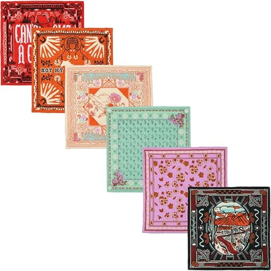 

Lightweight Multicolored 22"x22" (6-Pack, 12-Pack and 48-Pack) Bandana Set, Western Women