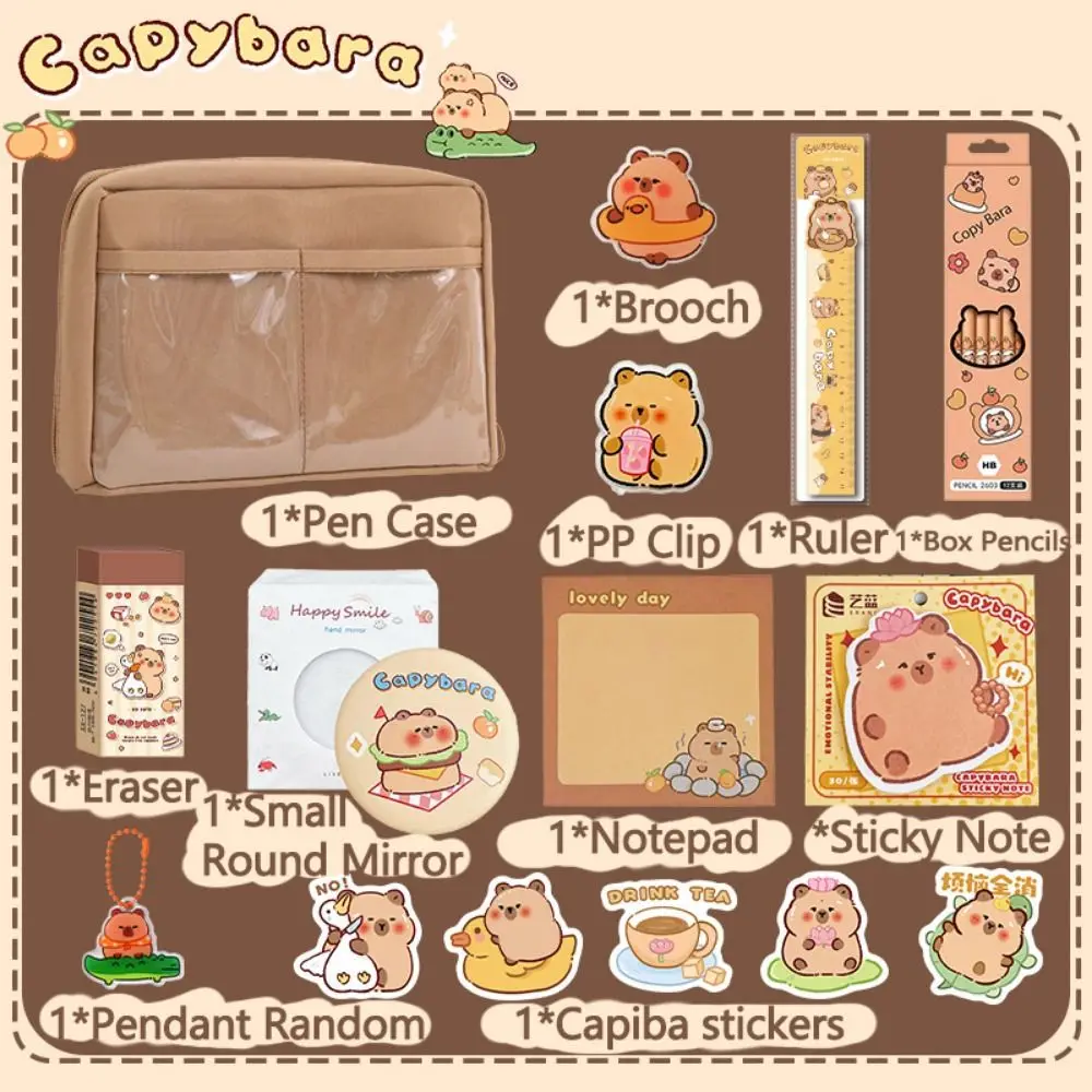 

Cartoon Capybara Stationery Set Capybara-themed Kawaii School Stationery Set Doll Stuffed Capybara Sticky Notes
