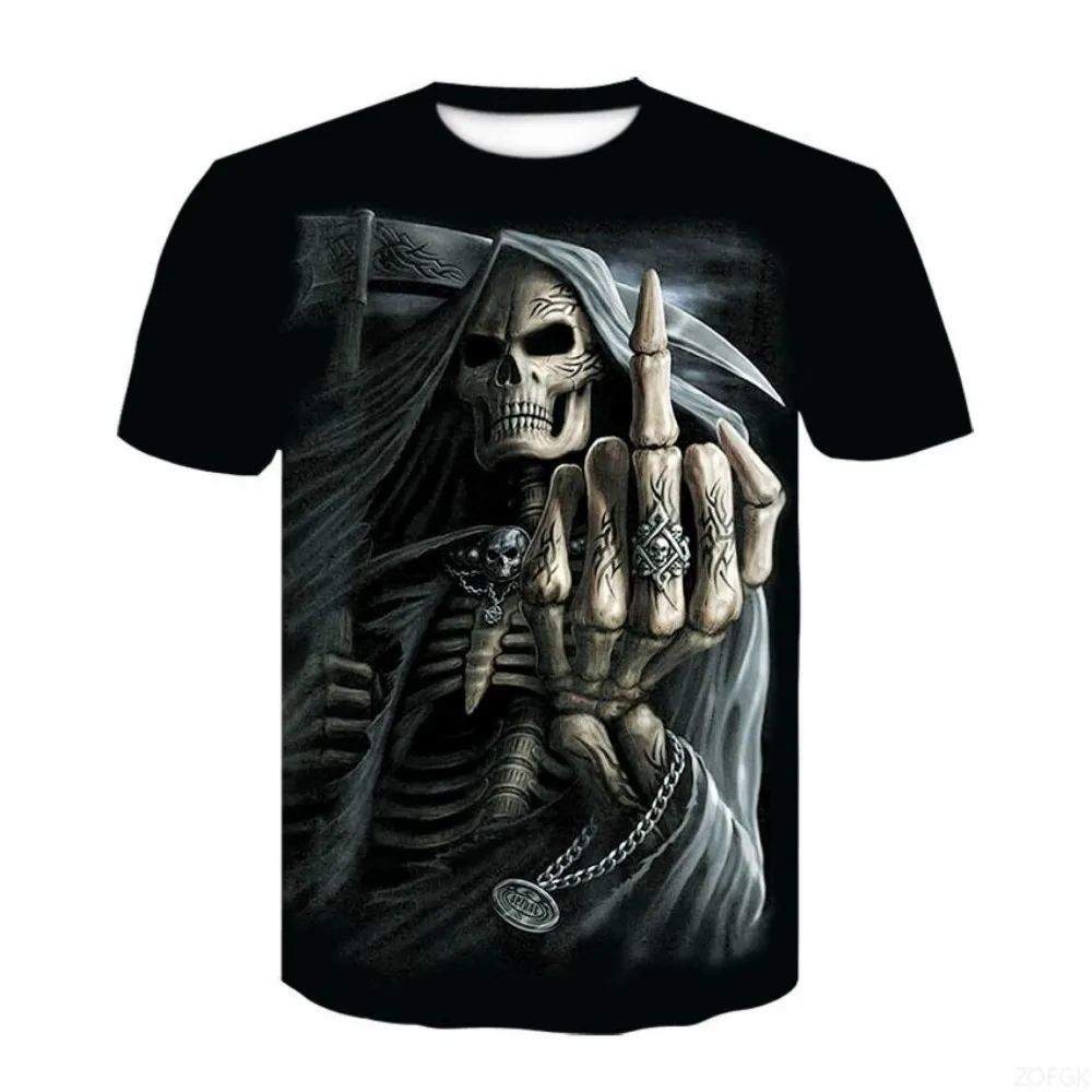 NEW 2026MEN S SPOOKY SKULL HALLOWEEN PRINT BREATHABLE AND COMFORTABLE CREW NECK T SHIRT FOR OUTDOOR PARTIES AND CASUAL WEAR KIDS