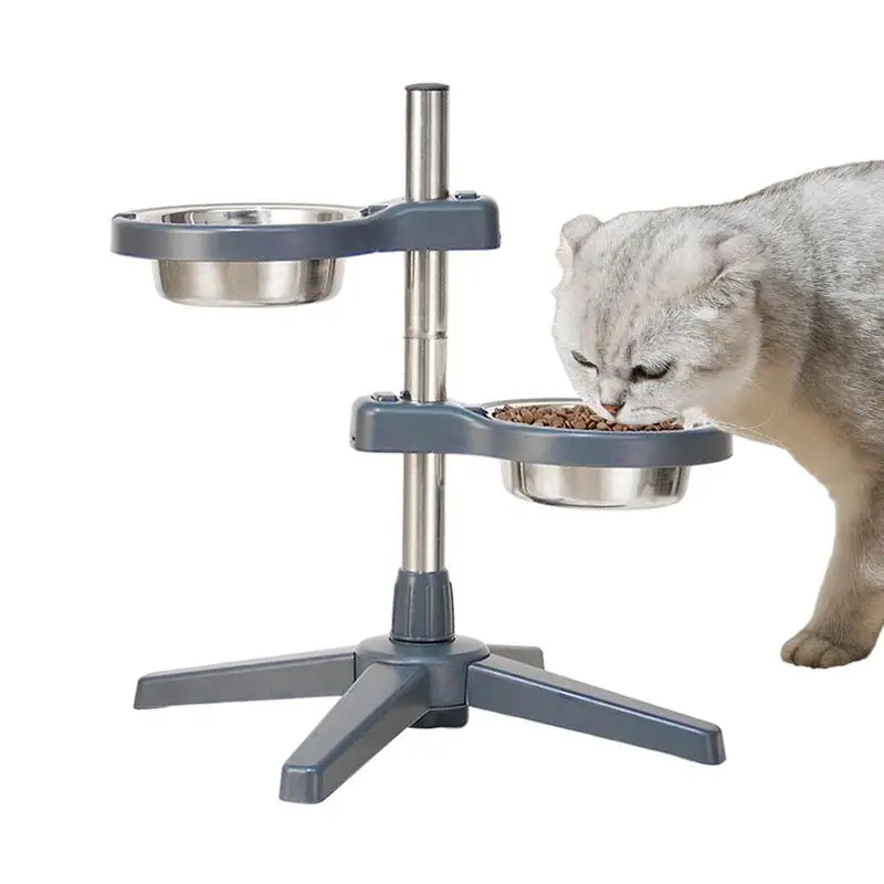 

Dog Bowls Heights Adjustable Non Skid Raised Pet Cat Feeding Station Non Slip Puppy Feeding Food Bowls With Stand for cats dogs