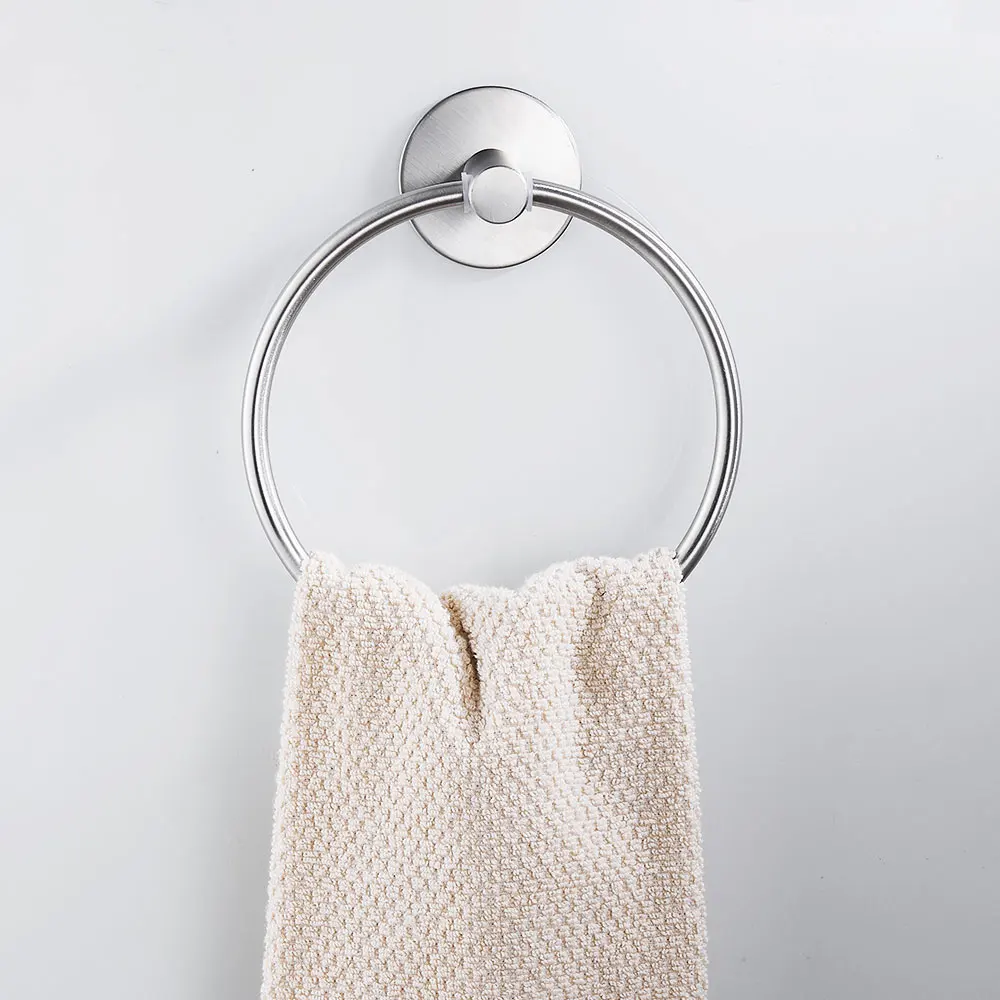Towel Ring Stainless Steel Heavy Duty Hand Towel Holder Self Adhesive No Drilling Towel Rack for Home Hotel Bathroom Kitchen