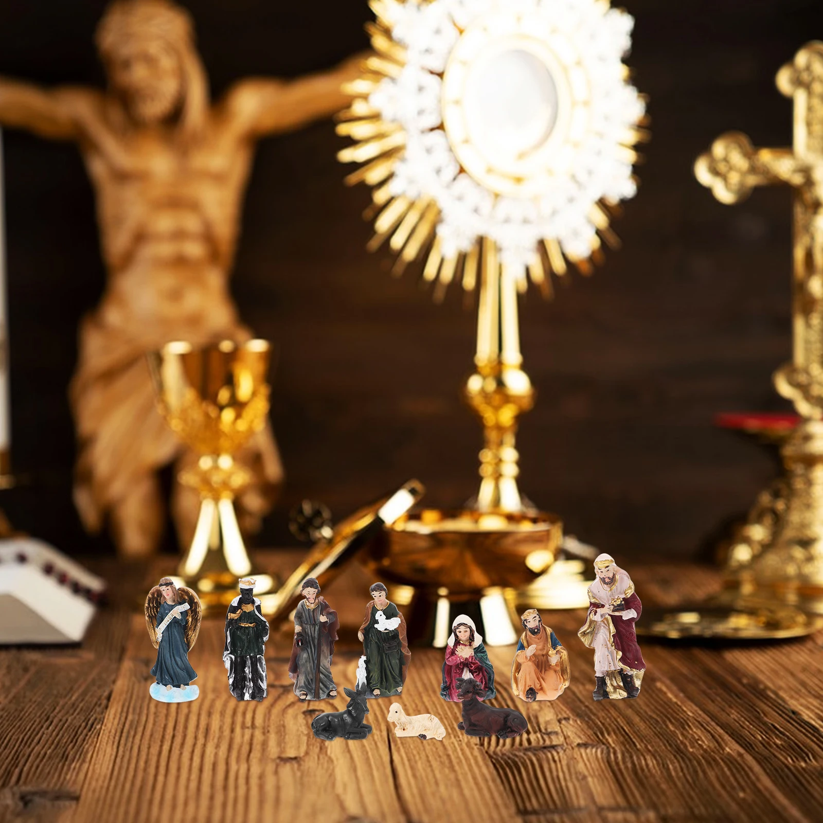 

1 set 3D Nativity Figures Religious Statues Jesus Sculpture Handmade Home Office Decoration Gift Religious Decorative Statues