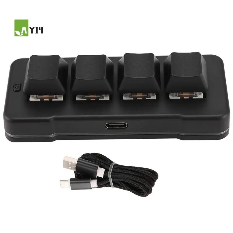 AY14 -MK424U 4-Key Mini Customized Keyboard With Mechanical Blue Switch USB Connection For Office Game Multimedia