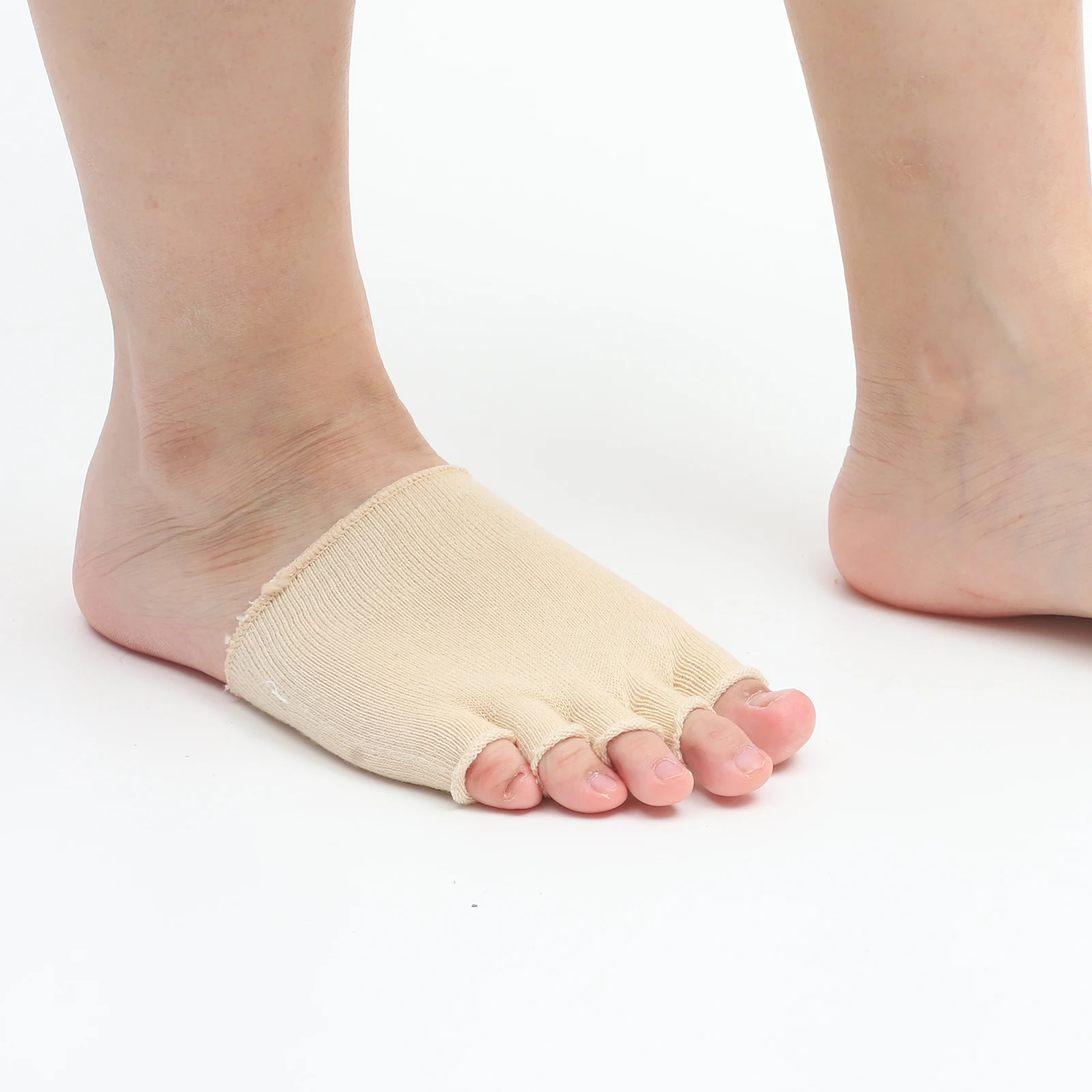 Gestippelde Half Vrouwen Hoge Vrouwen Teen Hak Onzichtbare Voorvoet Zweetabsorberende Teen Heelless Sokken Meisjes Vingersokken