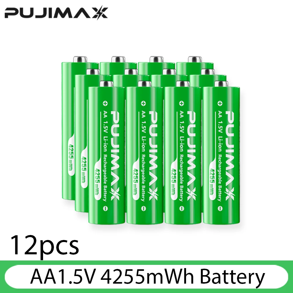 PUJIMAX 4/8/12 Slot AA 4255mWh Smart Oplaadcompartiment 1,5V Lithiumbatterij Oplaadbare Oplader Set Grote Capaciteit - afbeelding 1