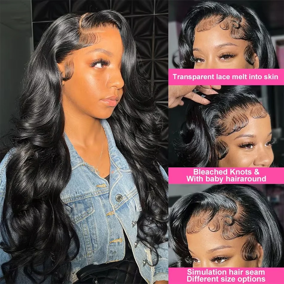 13x6 Glueless Pre Plucked 13x4 200 220 Density Brazilian Body Wave HD Wig Lace Front 30 40 Inch Human Hair Lace Frontal Wigs image 4