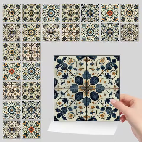 Self-Adhesive Wall Stickers 24Pcs Set, Waterproof PVC Tile Decals for Kitchen Bathroom, Easy Peel &amp; Stick Home Decor