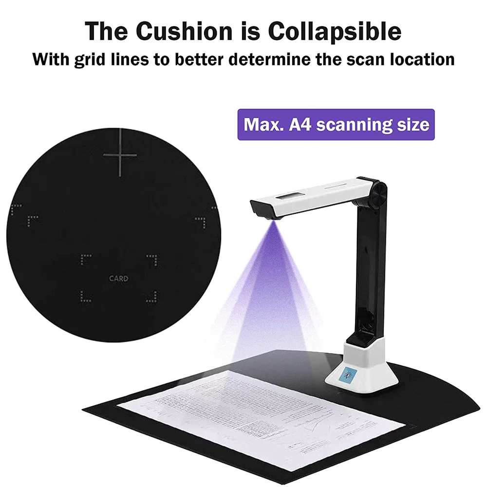 Document Camera for Teachers, Portable USB Document Camera Scanner with Stand 8MP HD A4 Format Doc Cam Photo Scanner