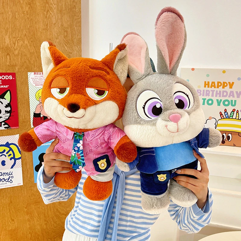 

Плюшевые игрушки Джуди Хоппс и Ник Уайлд из мультфильма Disney Zootopia, 32-55 см, милые мягкие игрушки в стиле аниме, рождественские плюшевые игрушки, подарки на день рождения для детей