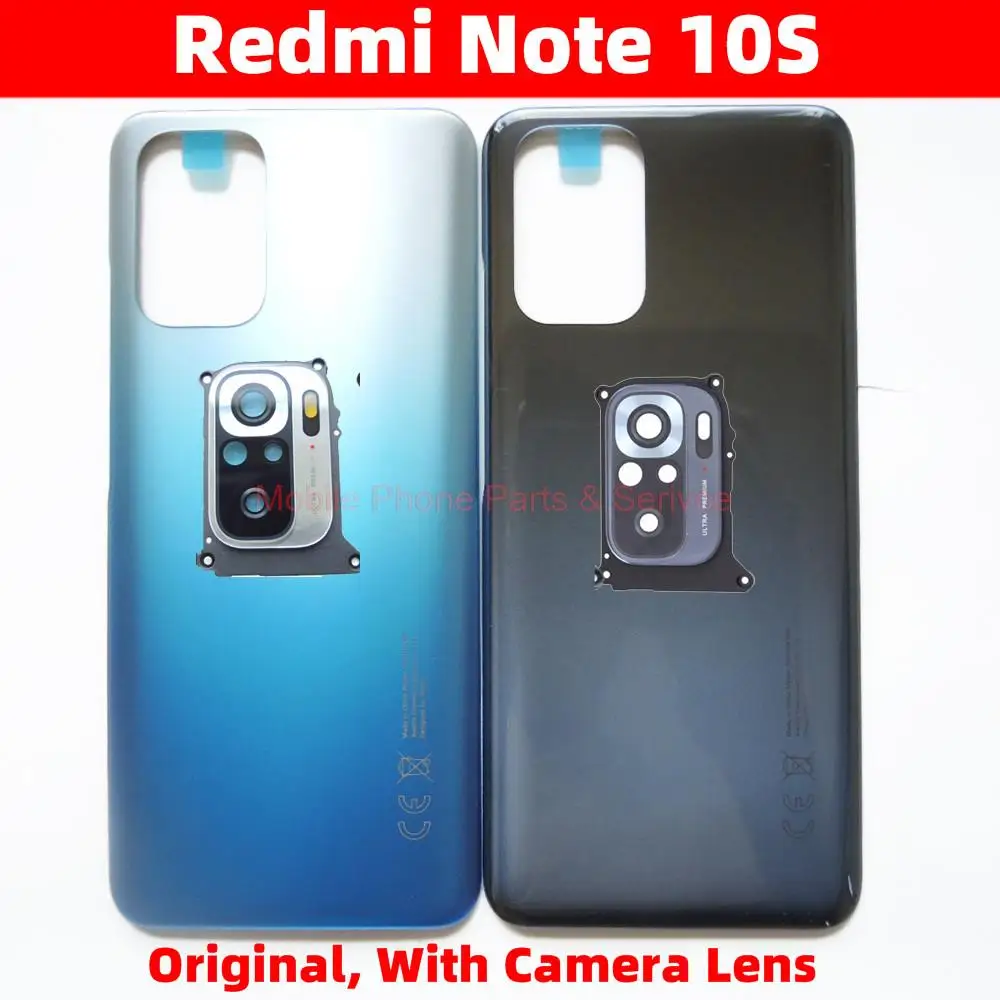 Penutup baterai baru untuk Xiaomi Redmi Note 10S dengan kamera lensa kaca penutup belakang perumahan casing pintu Max tutup belakang Chassis