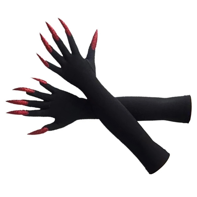 2pcsHalloween Funny Gloves Paws Gloves Long Fingernails Horror Theme Party