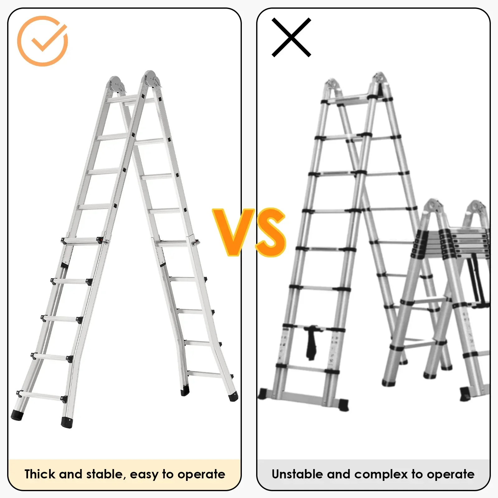 Folding Ladder Aluminum Stepladder Leaning Ladder Multi-purpose 4.8M Telescopic Ladder 150Kg