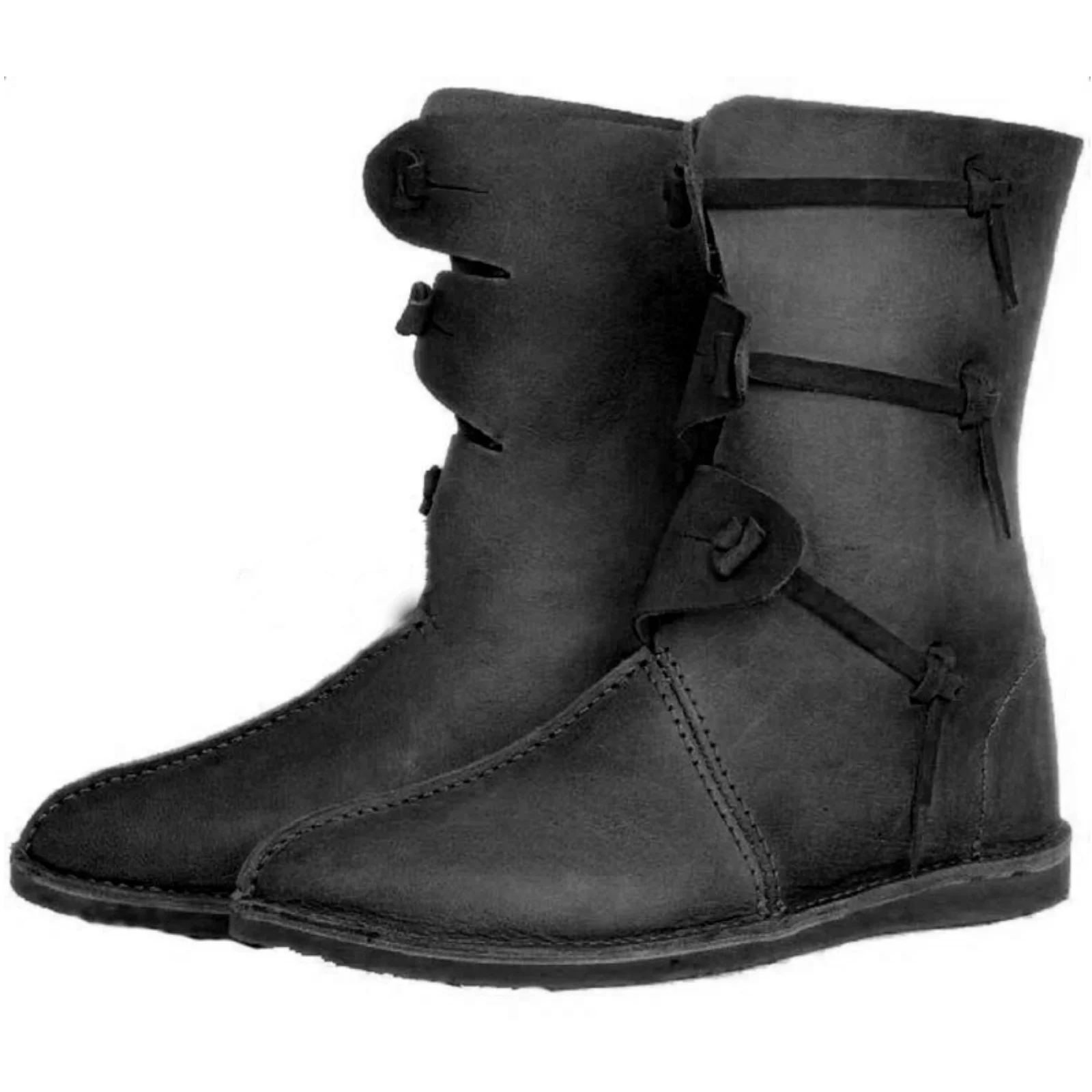 Botas masculinas medievais renascentistas cosplay pirata com cadarço vintage palco viking bota amarrada para festa de Halloween