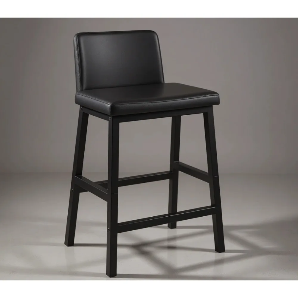 

Set of Two Counter Height PU Upholstered Kitchen Bar Stools 24 Inch for Home Bar Dining Room